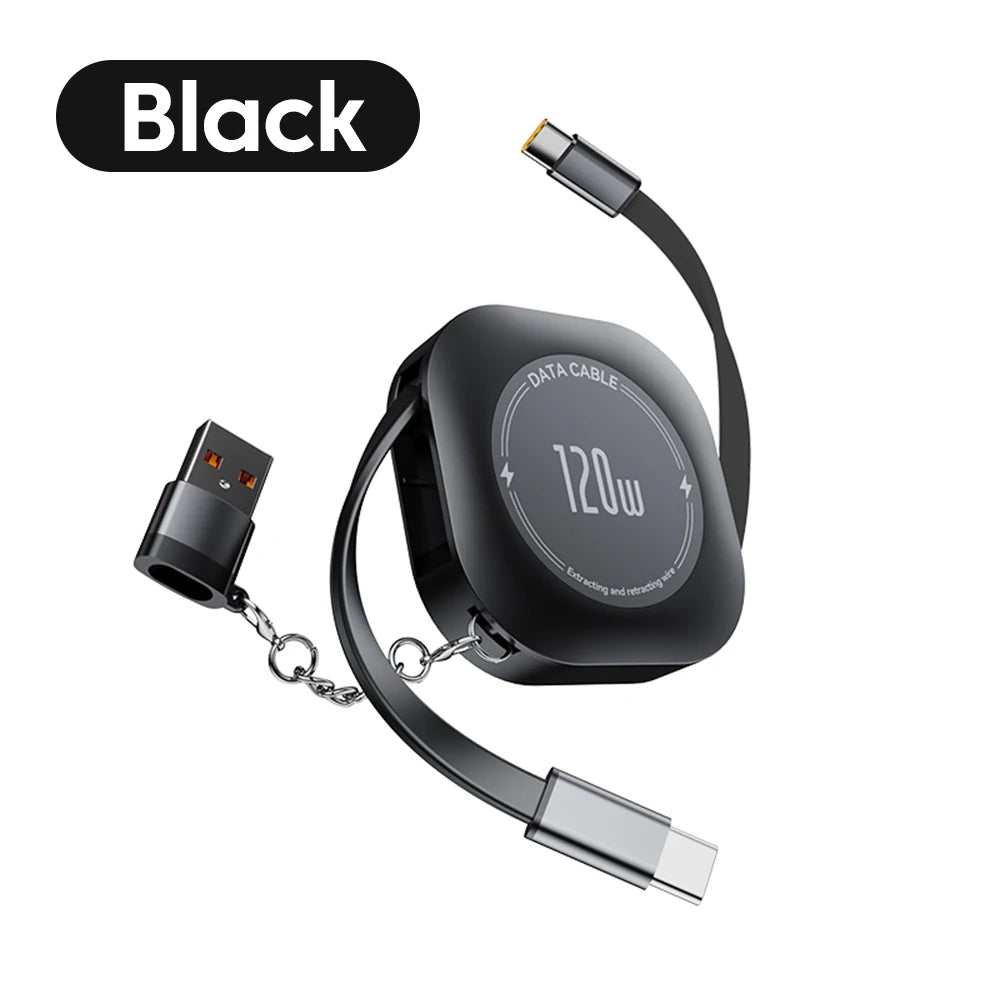 120W Fast Charging Type C to Type C Retractable Cable
