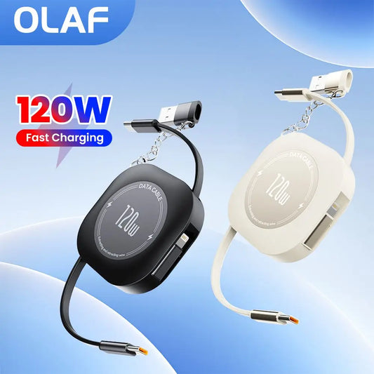 120W Fast Charging Type C to Type C Retractable Cable