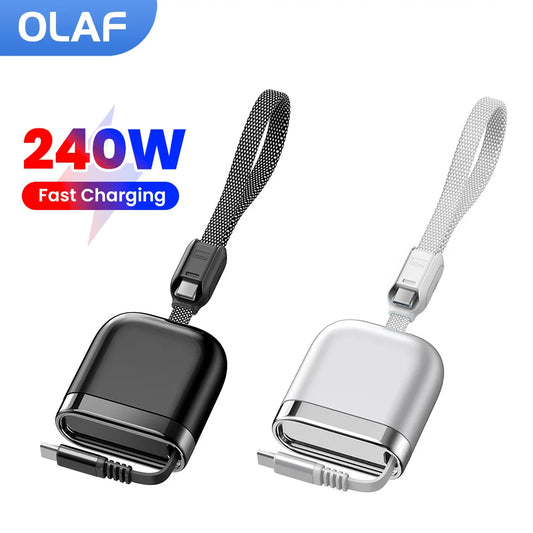 Retractable 240W USB C To Type C Cable Fast Charging Portable Charger Cable For iPhone 15 16 17 Samsung Huawei Xiaomi Laptops