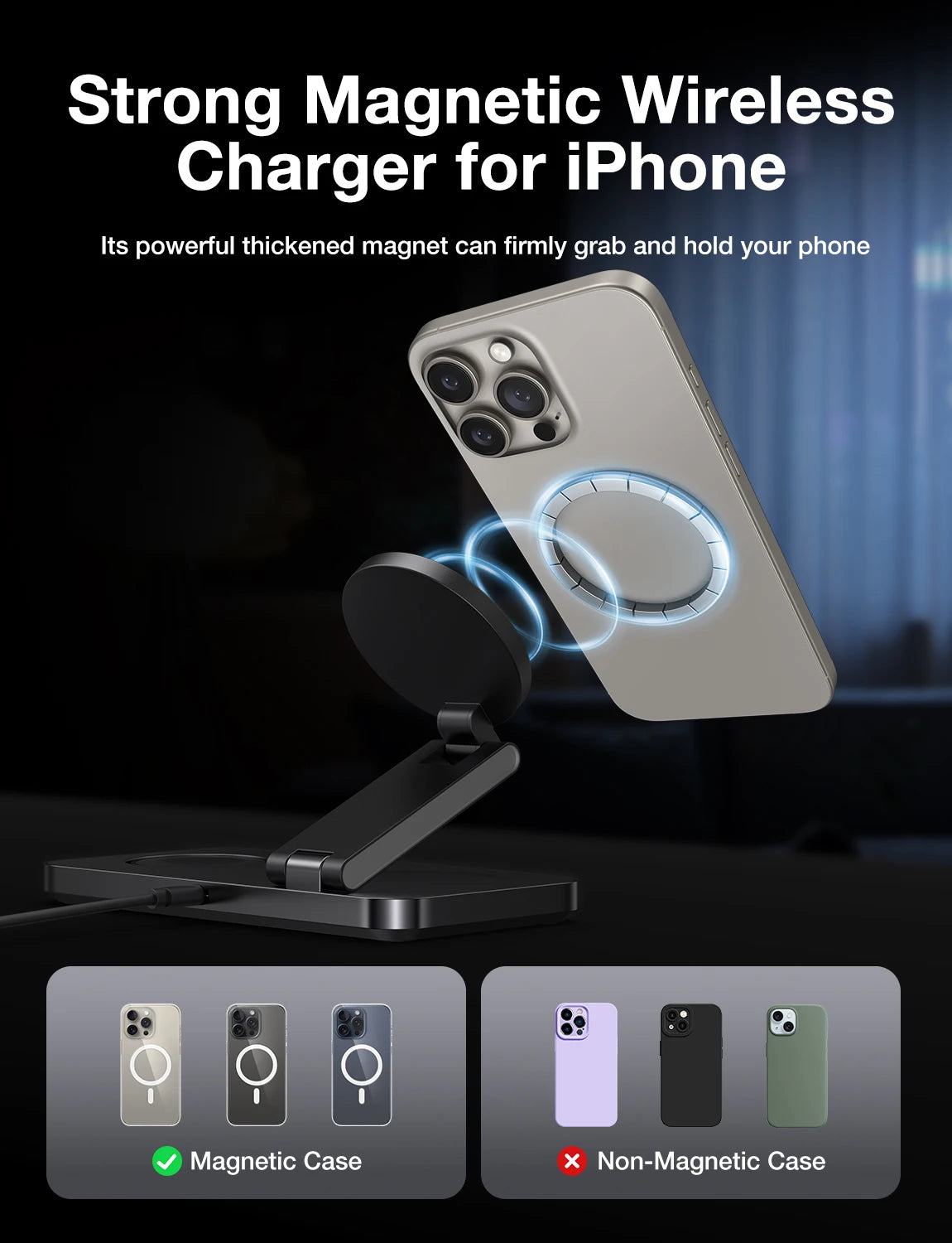 AUFU Foldable Magnetic Wireless Charging Station 3 In 1 Fast Charging Dock Station For Magsafe For iPhone 17 Apple Watch Airpods