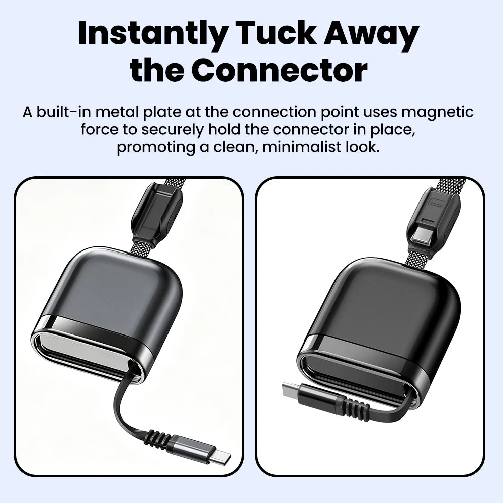 Retractable 240W USB C To Type C Cable Fast Charging Portable Charger Cable For iPhone 15 16 17 Samsung Huawei Xiaomi Laptops