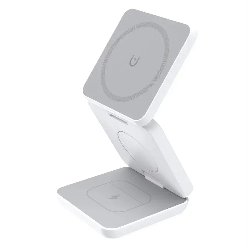Foldable Magnetic Station 3 in 1 Fast Wireless Charger Stand For Magsafe iPhone 16 15 14 13 12 Pro Max iWatch 8 7 6 Airpods