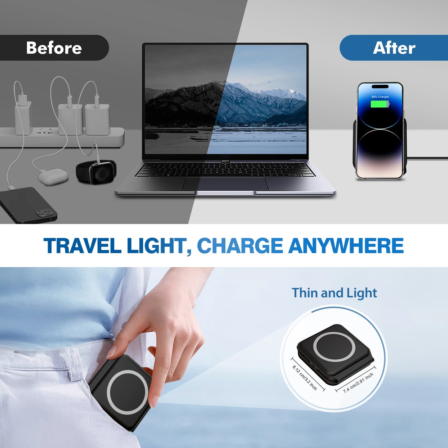 15W 3 in 1 Magnetic Wireless Charger Station Fast Charging Holder Foldable For iPhone 17 16 15 Pro Max iWatch AirPods