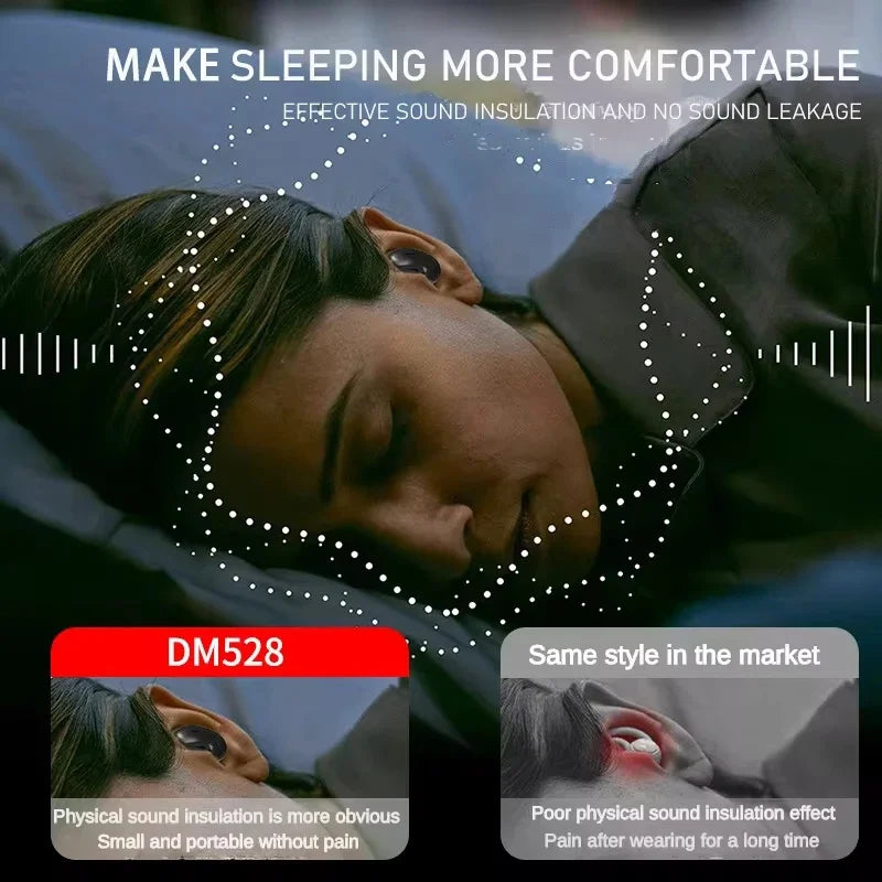 MD528 Sleep Invisible Earbuds Tiny Headphone Sport Stereo Bluetooth 5.3 Earphones Hidden Noise Cancelling Wireless Headset