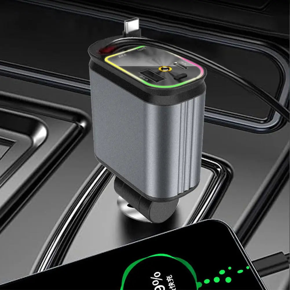 4 in 1 120W Retractable Car Charger - Car Roof Star Light