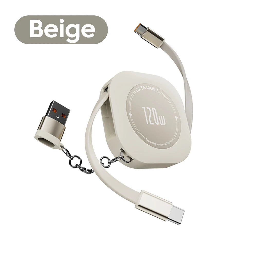120W Fast Charging Type C to Type C Retractable Cable