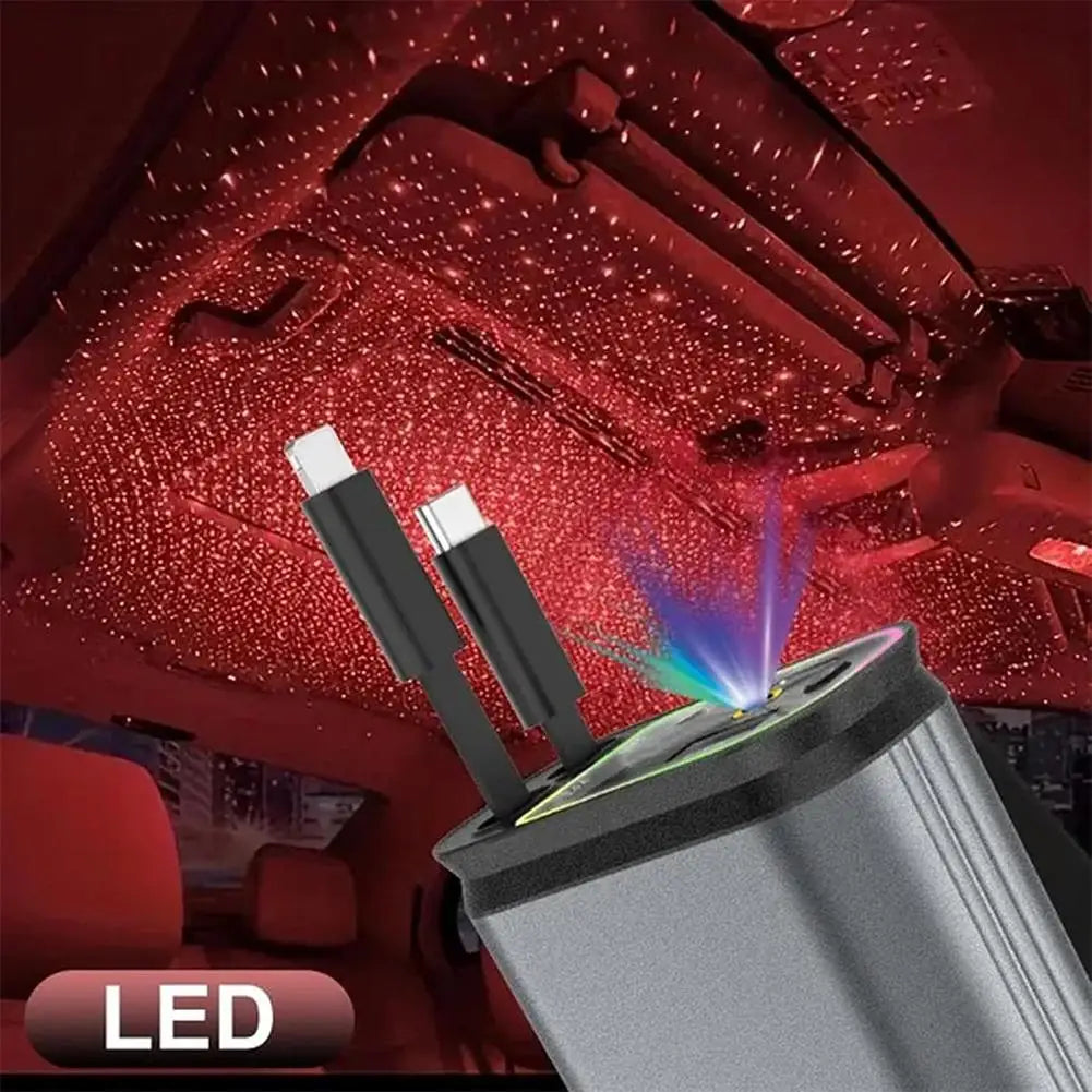 4 in 1 120W Retractable Car Charger - Car Roof Star Light