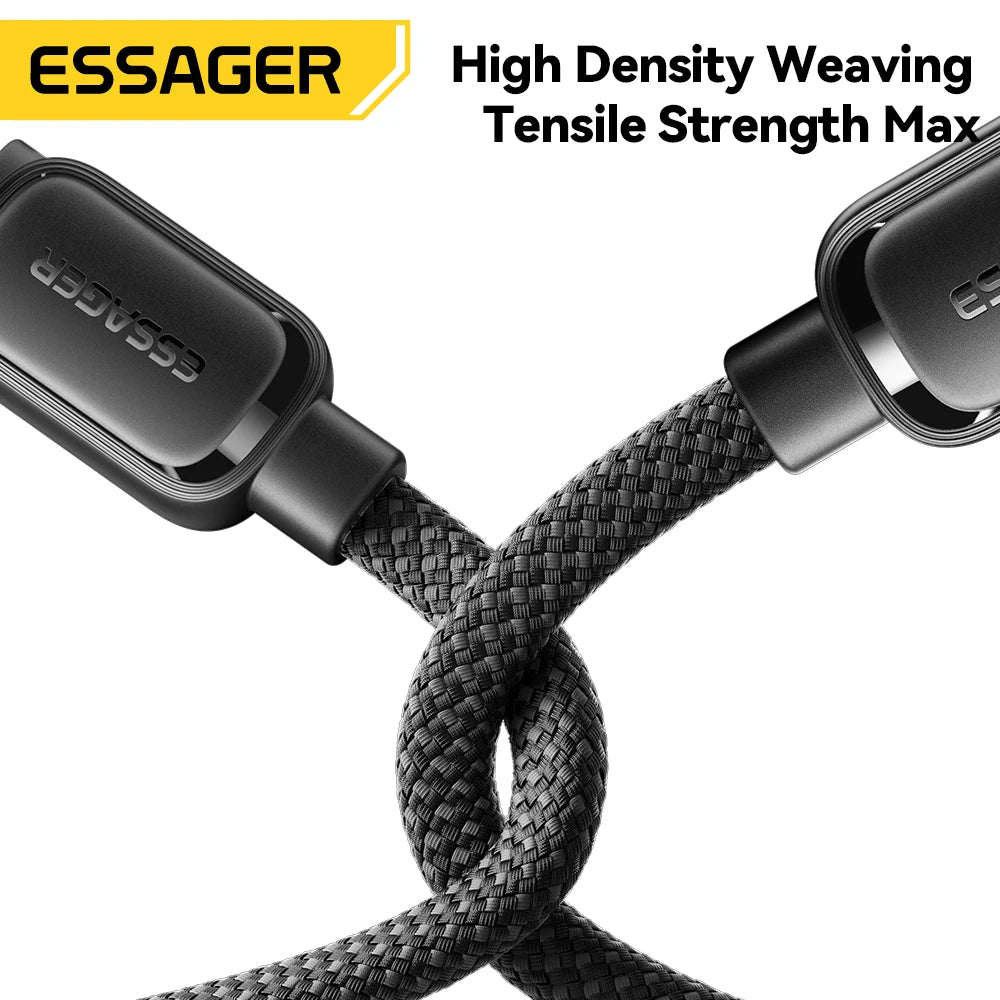 Essager 100w Magnetic Retractable Fast Charging Data Cable Type C To C Charging for iPhone 15 14 USB C To C for MacBook Samsung