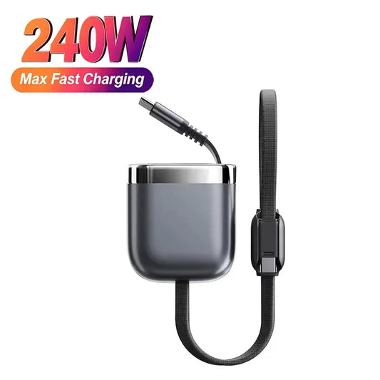 240W USB C Retractable Cable For iphone 17 16 15 iPad Samsung Fast Chaerger Mini Size 480Mdps Type-C To USB C Data Cord Devices