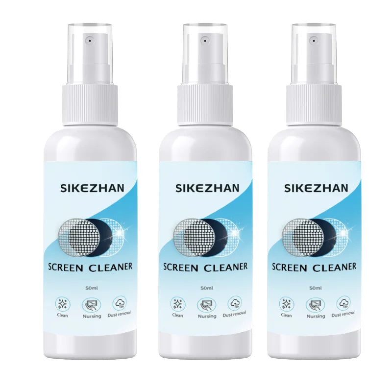 Screen Cleaner Spray + Polishing Cloth Set 50ml, Streak‑Free for Phone/Tablet/Laptop/Monitor, Removes Fingerprints, Oil & Dust
